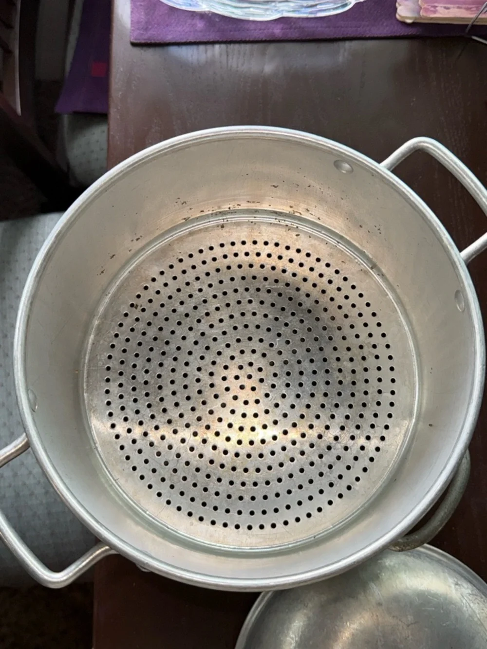 Vintage Leyse Aluminum 3-Piece 2 Qt Steamer Pot w/ Insert & Lid Campfire